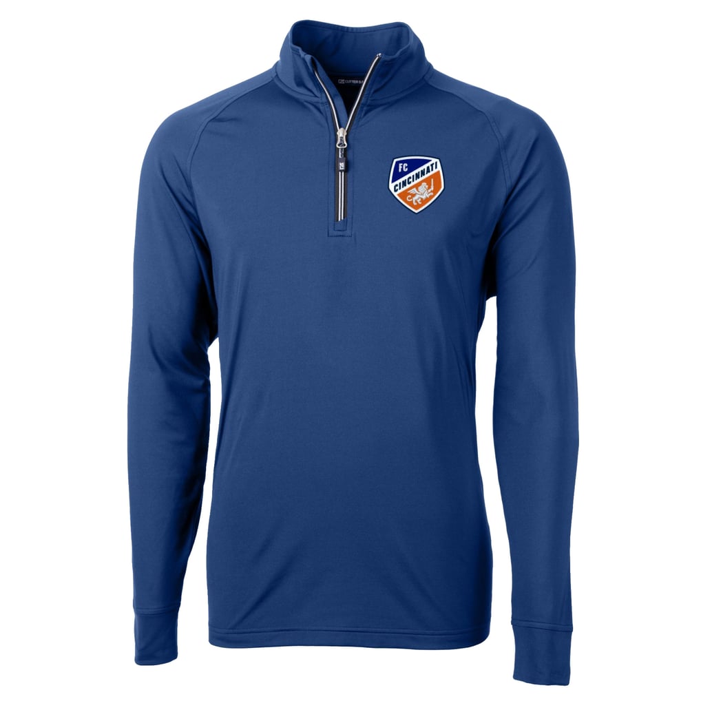  FC Cincinnati Cutter & Buck Big & Tall Adapt Eco Knit Stretch Recycled Raglan Quarter-Zip Pullover - Blue